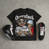 Black Metallic Reimagined 5s DopeSkill Oversize Print T-Shirt Overstack Graphic
