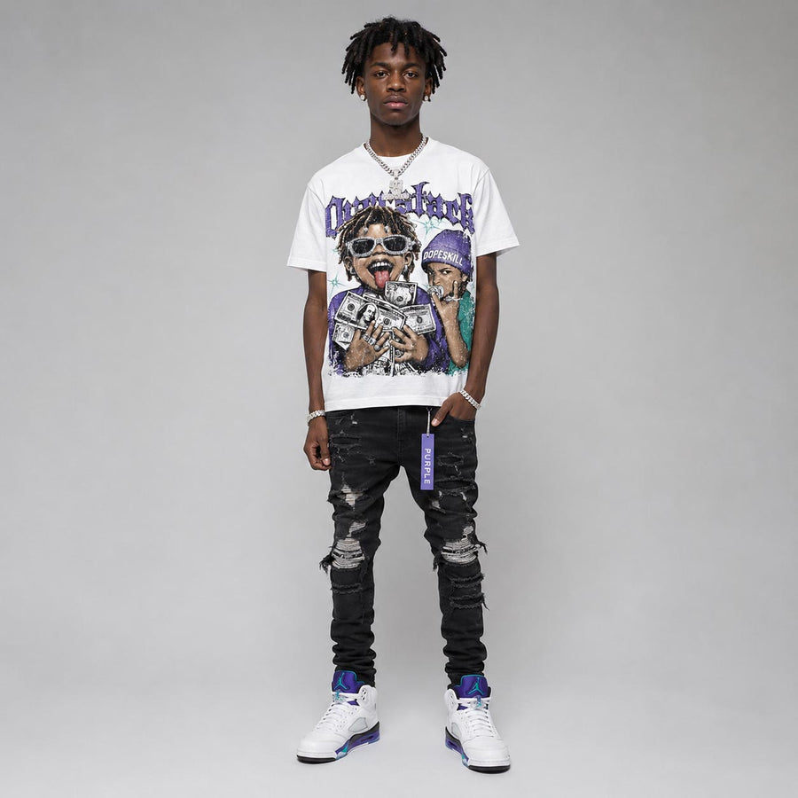 Grape 5s DopeSkill Oversize Print T-Shirt Overstack Graphic