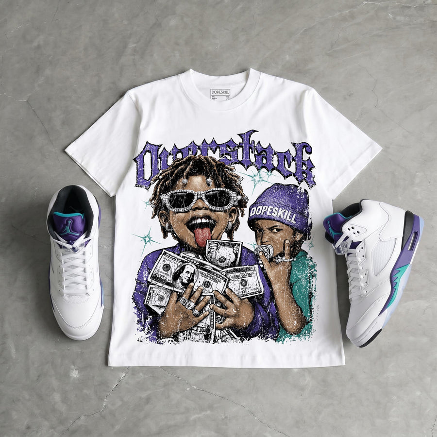 Grape 5s DopeSkill Oversize Print T-Shirt Overstack Graphic