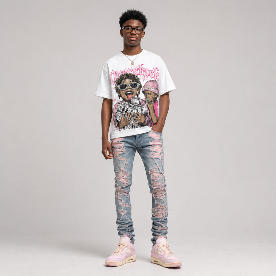 Iced Carmine 4s DopeSkill Oversize Print T-Shirt Overstack Graphic