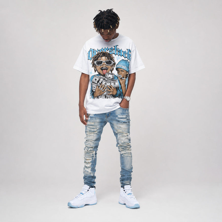 Legend Blue 11s DopeSkill Oversize Print T-Shirt Overstack Graphic