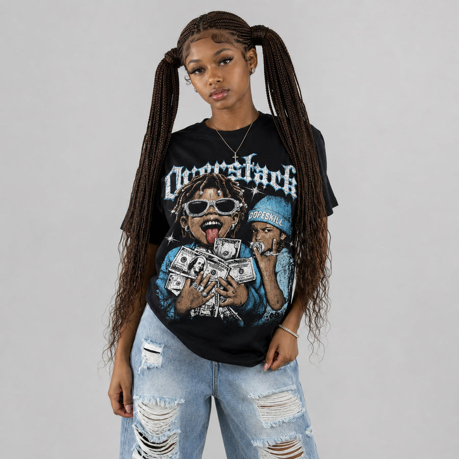 Legend Blue 11s DopeSkill Oversize Print T-Shirt Overstack Graphic