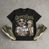 Medium Olive 3s DopeSkill Oversize Print T-Shirt Overstack Graphic