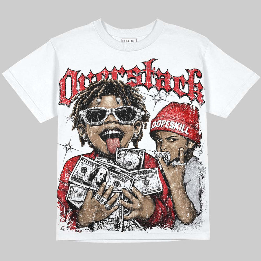 Red Cement 4s DopeSkill Oversize Print T-Shirt Overstack Graphic