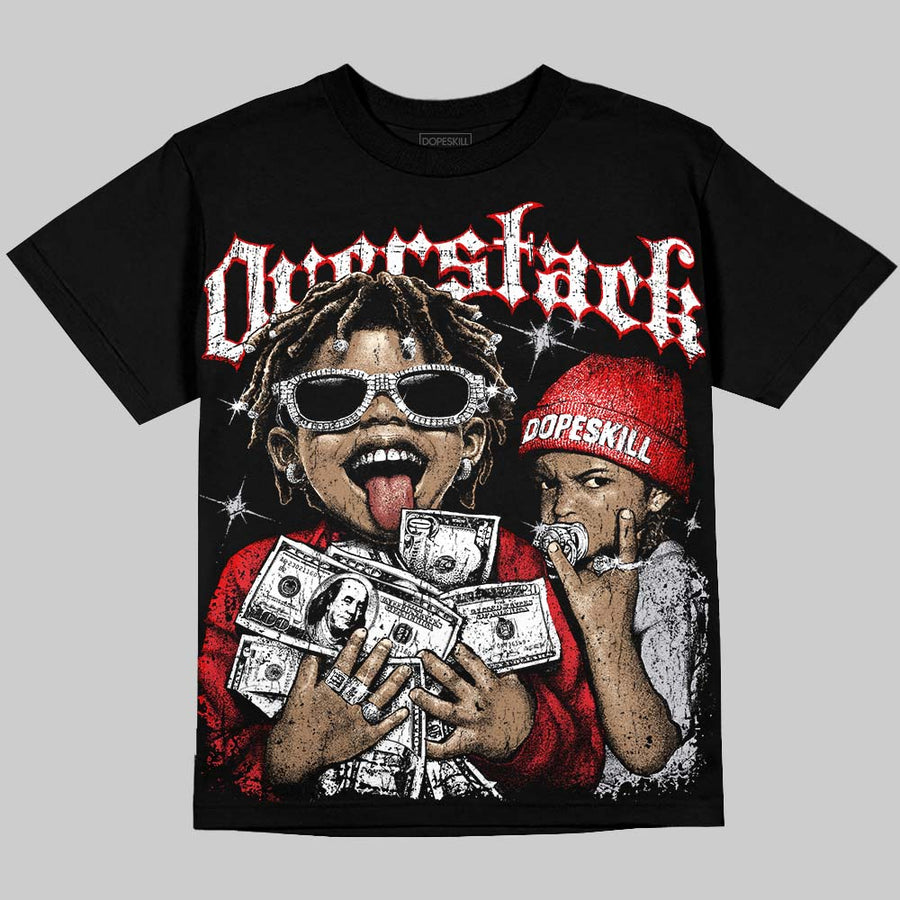 Red Cement 4s DopeSkill Oversize Print T-Shirt Overstack Graphic