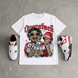 Red Cement 4s DopeSkill Oversize Print T-Shirt Overstack Graphic