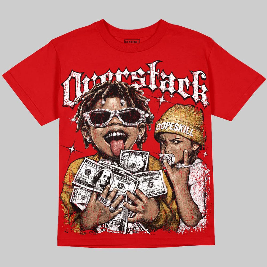 Red Thunder 4s DopeSkill Oversize Print T-Shirt Overstack Graphic