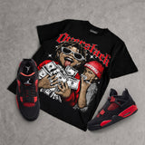 Red Thunder 4s DopeSkill Oversize Print T-Shirt Overstack Graphic