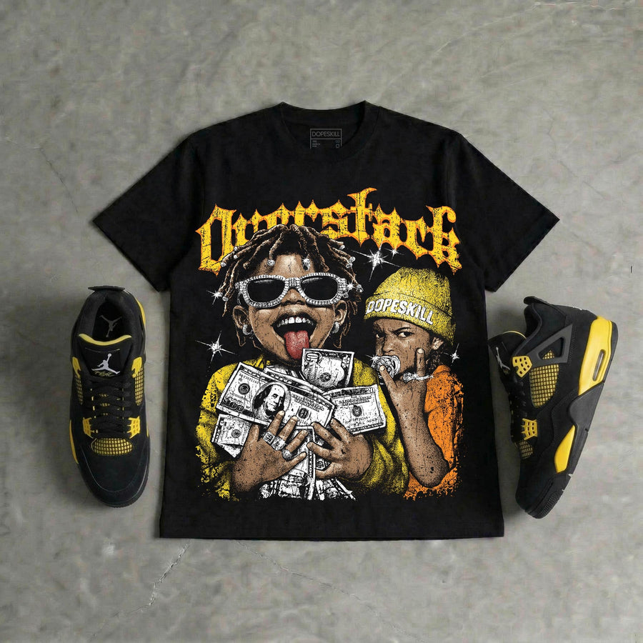 Black Tour Yellow AJ 4 Thunder DopeSkill Oversize Print T-Shirt Overstack Graphic