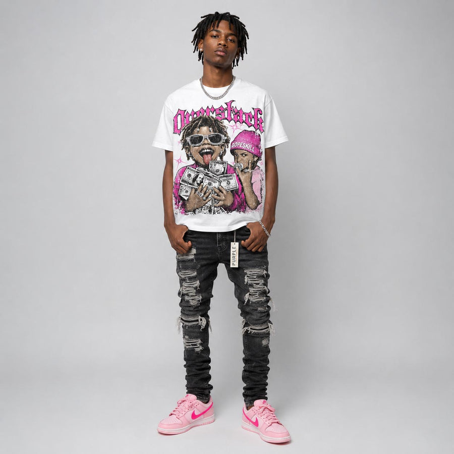 Triple Pink Dunk DopeSkill Oversize Print T-Shirt Overstack Graphic