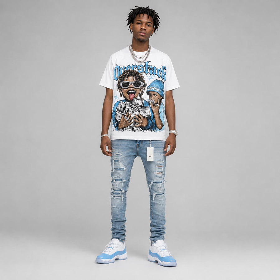 UNC 11s DopeSkill Oversize Print T-Shirt Overstack Graphic