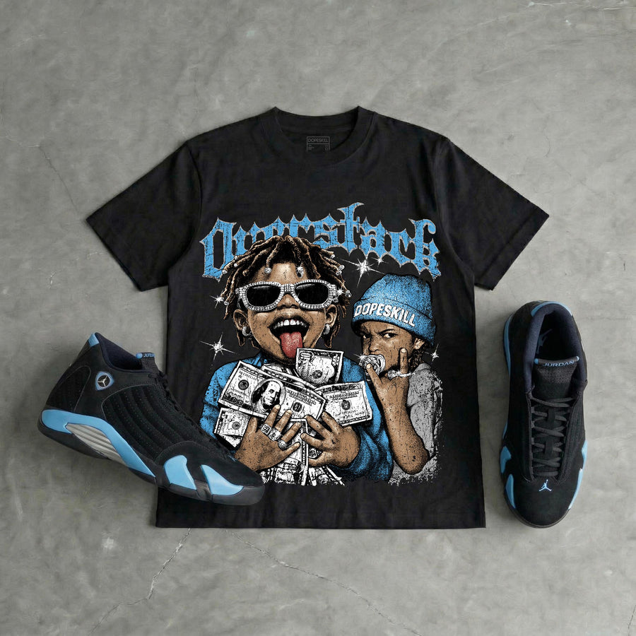 University Blue 14s DopeSkill Oversize Print T-Shirt Overstack Graphic