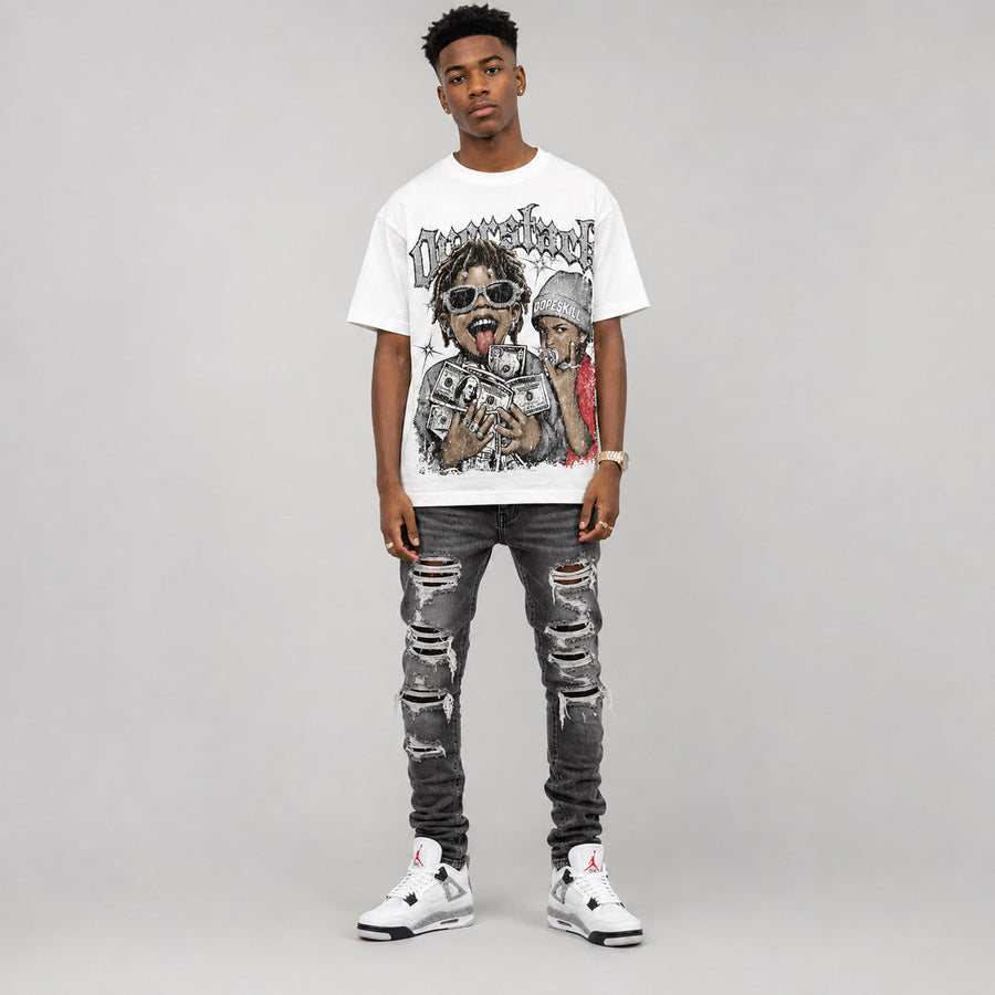White Cement 4s DopeSkill Oversize Print T-Shirt Overstack Graphic