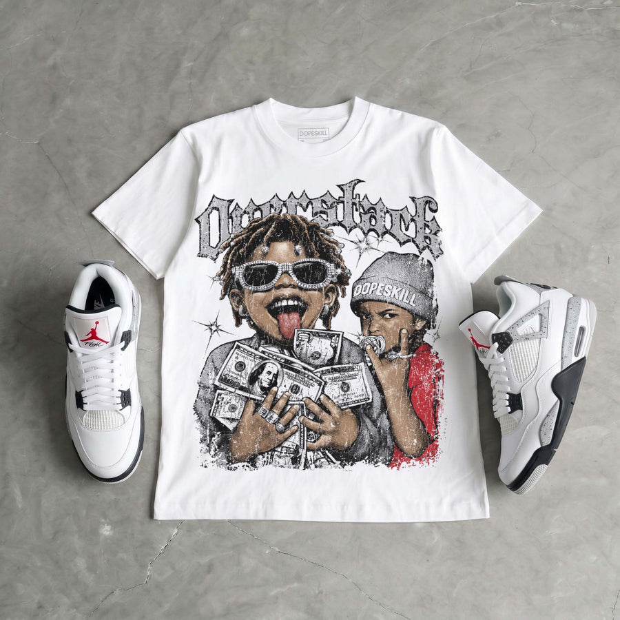 White Cement 4s DopeSkill Oversize Print T-Shirt Overstack Graphic