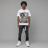 White Metallic 5s DopeSkill Oversize Print T-Shirt Overstack Graphic