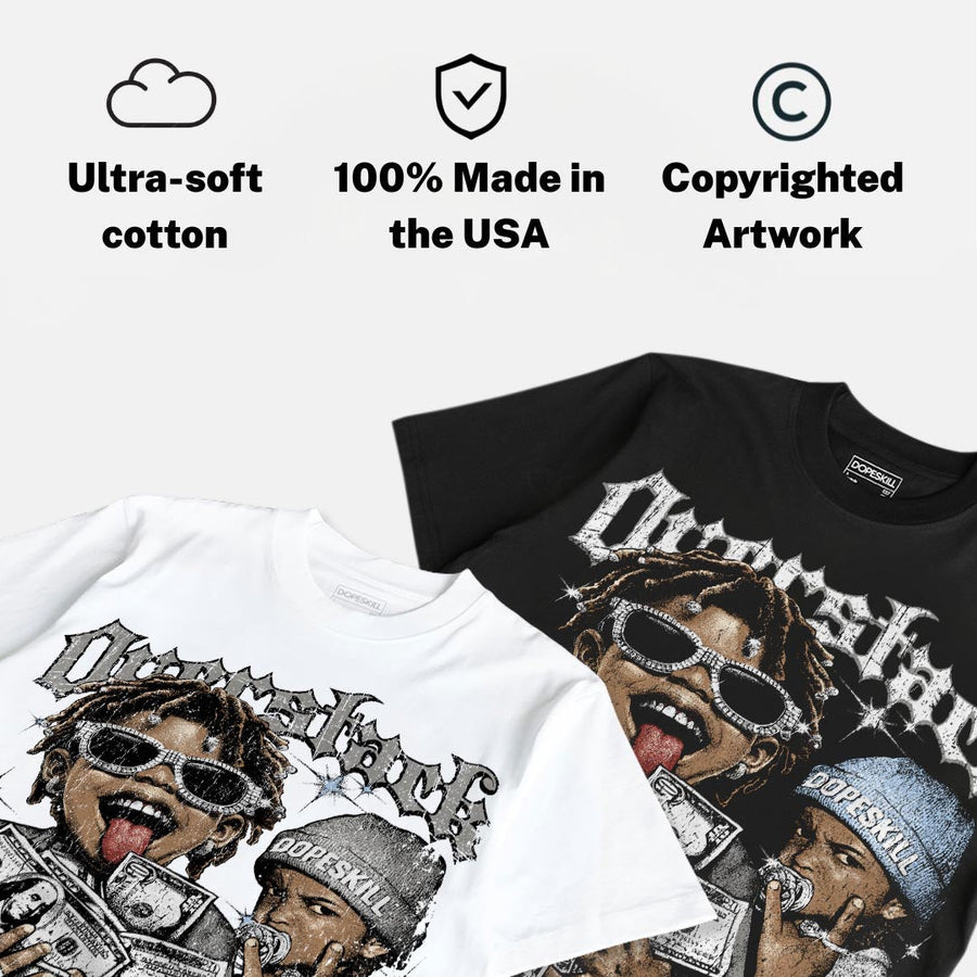 White Metallic 5s DopeSkill Oversize Print T-Shirt Overstack Graphic