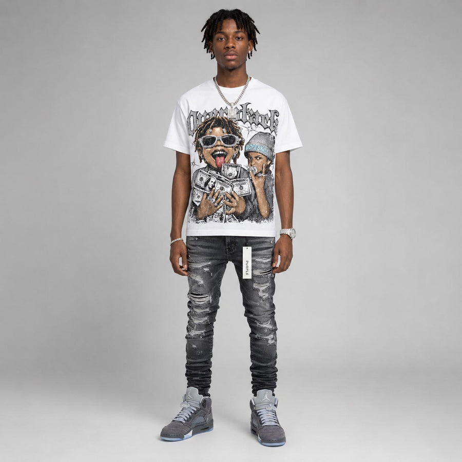Wolf Grey 5s DopeSkill Oversize Print T-Shirt Overstack Graphic