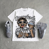 Wolf Grey 5s DopeSkill Oversize Print T-Shirt Overstack Graphic