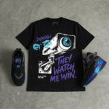 Aqua 8s DopeSkill T-Shirt They Watch Me Win Graphic