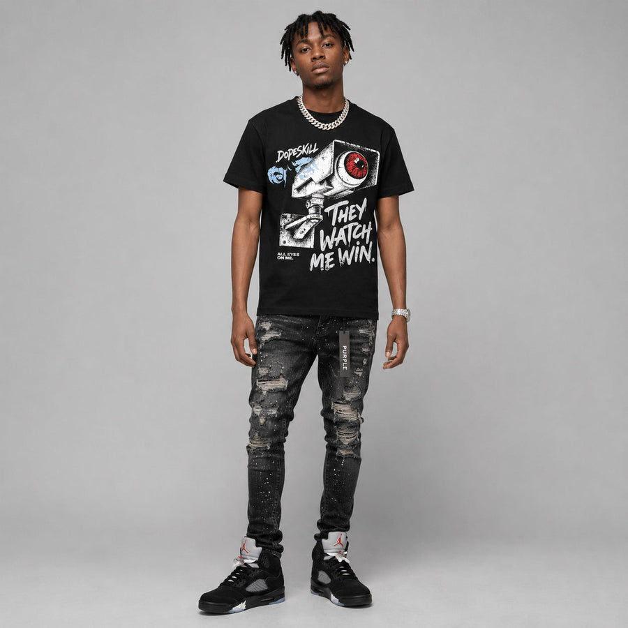 Black Metallic Reimagined 5s DopeSkill T-Shirt They Watch Me Win Graphic