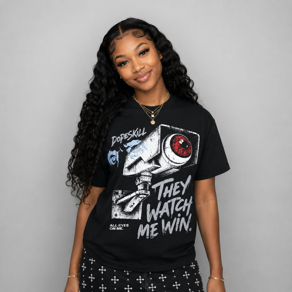 Black Metallic Reimagined 5s DopeSkill T-Shirt They Watch Me Win Graphic