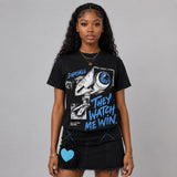 Black University Blue 5s DopeSkill T-Shirt They Watch Me Win Graphic