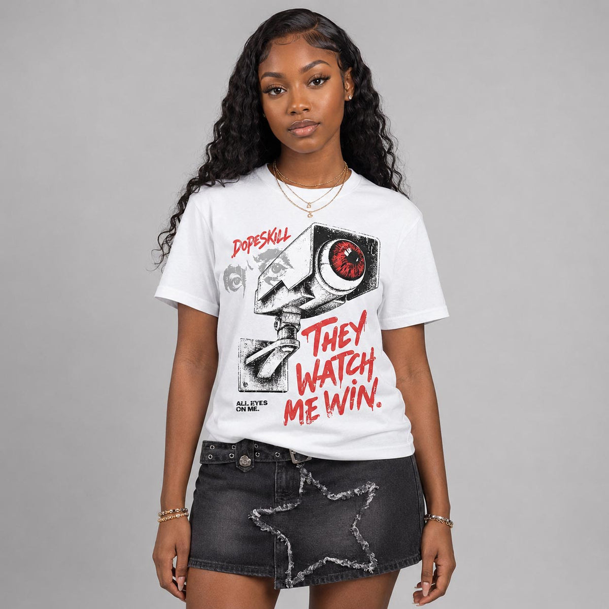 AJ 13 Chicago True Red Cherry DopeSkill T-Shirt They Watch Me Win Graphic