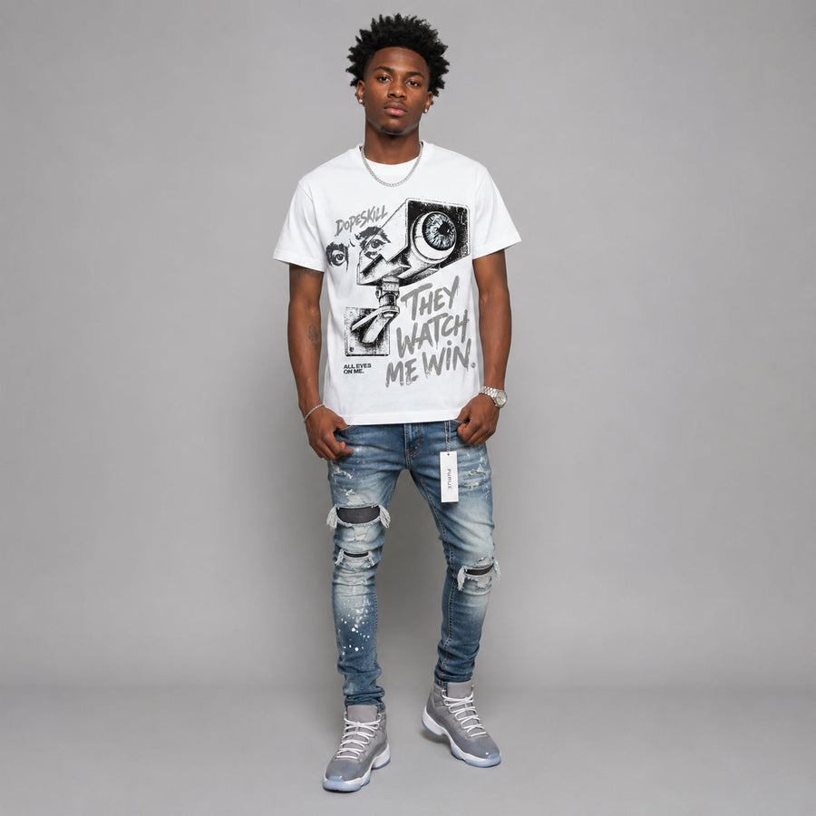Cool Grey 11s DopeSkill T-Shirt They Watch Me Win Graphic