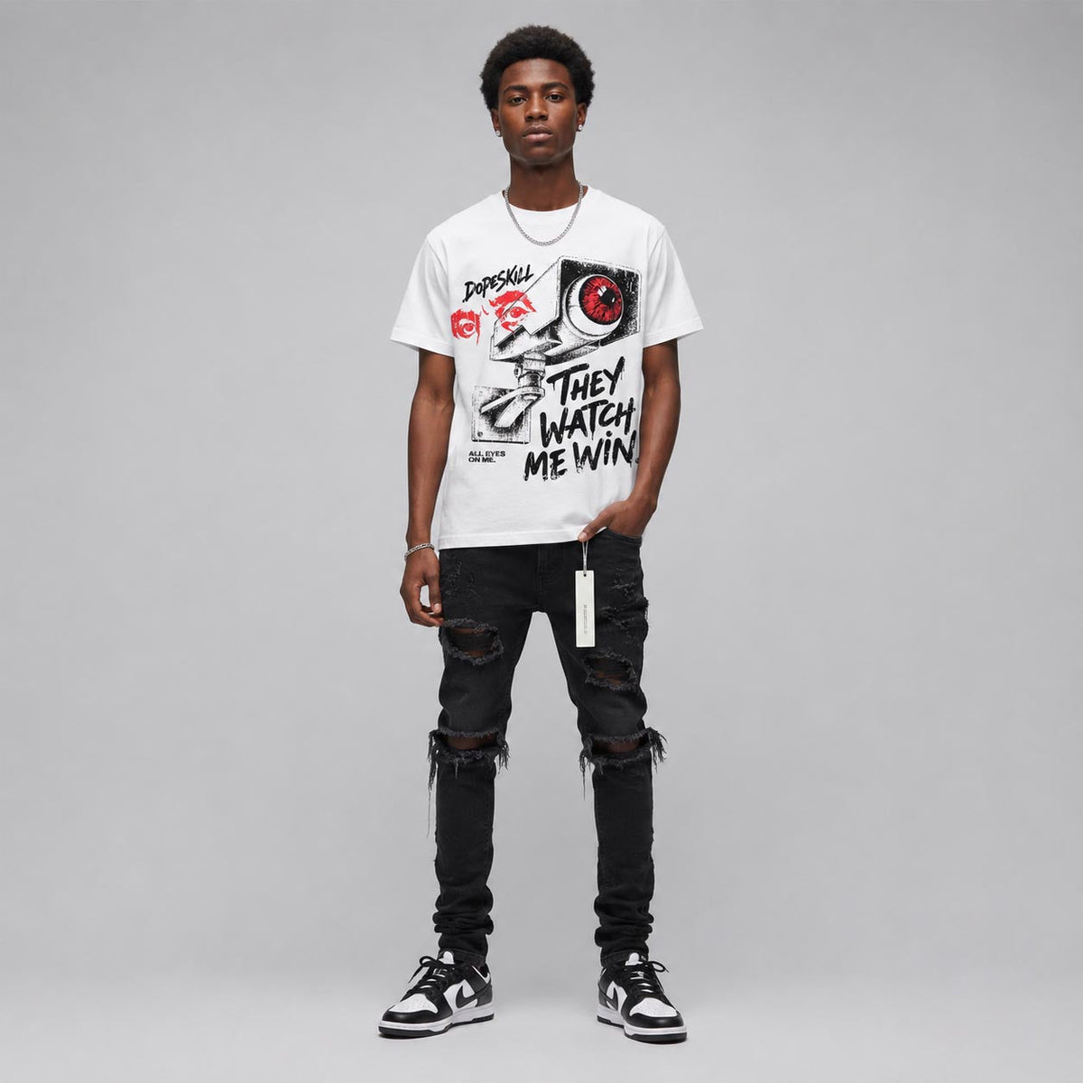 Dunk Panda White Black DopeSkill T-Shirt They Watch Me Win Graphic
