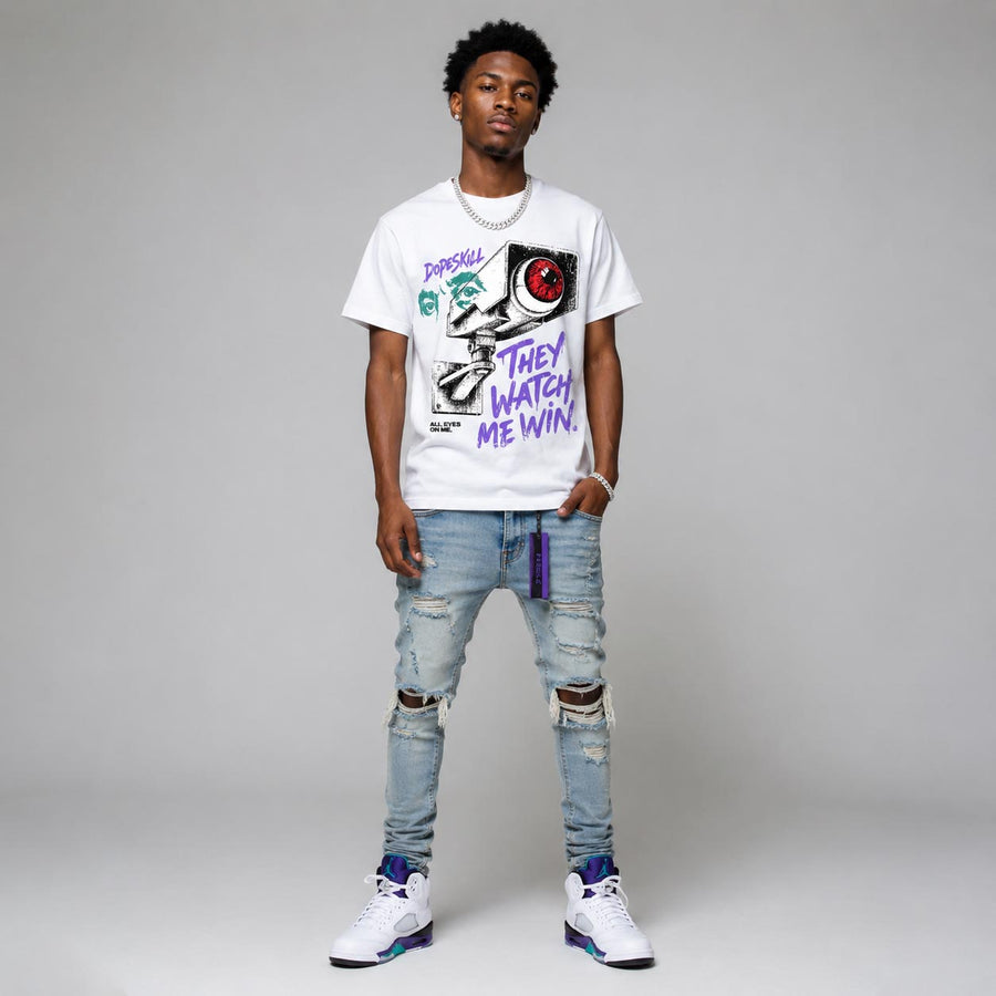 Grape 5s DopeSkill T-Shirt They Watch Me Win Graphic