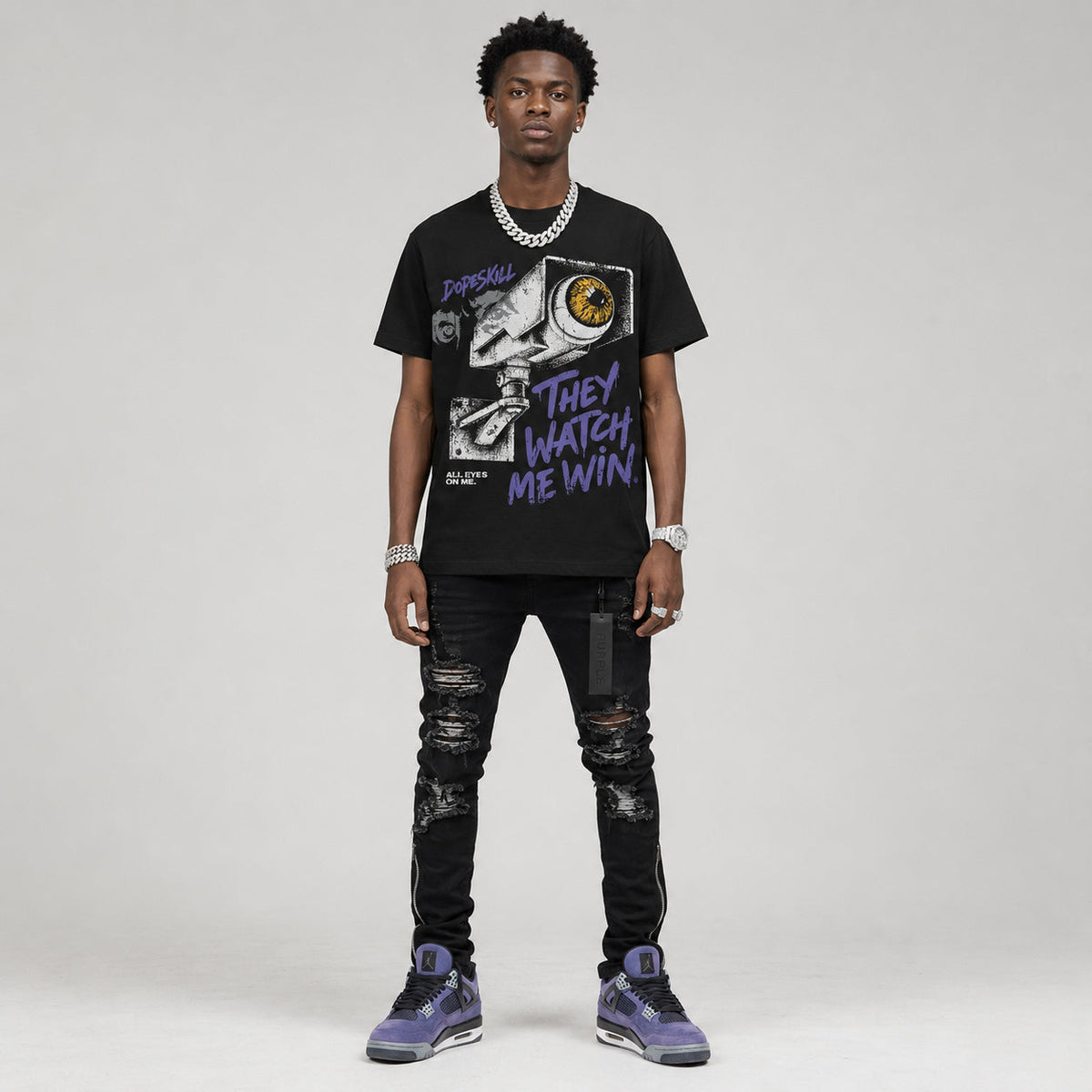 Lakers 4s DopeSkill T-Shirt They Watch Me Win Graphic