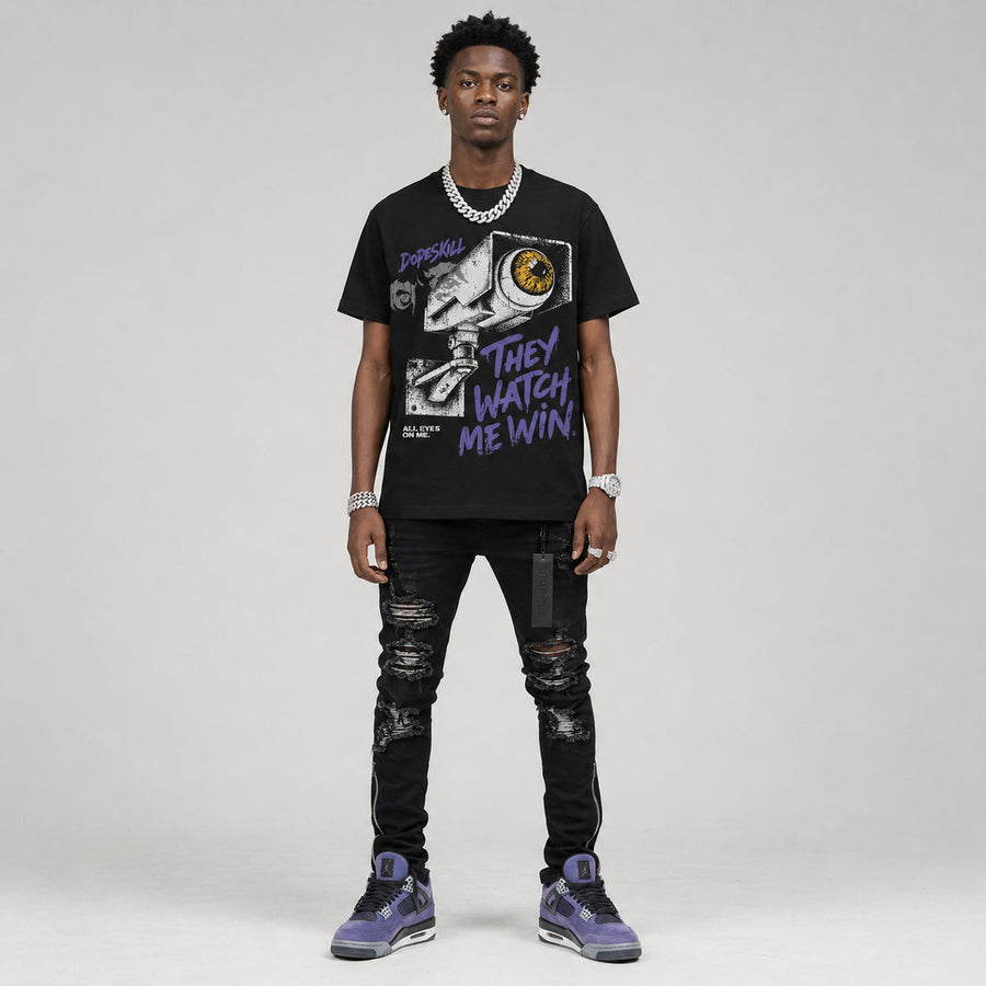 Lakers 4s DopeSkill T-Shirt They Watch Me Win Graphic