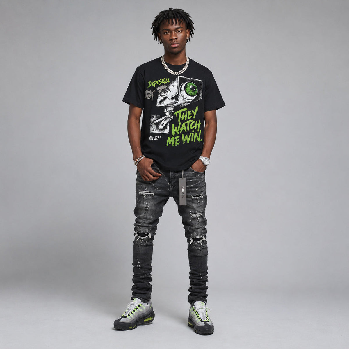 Max 95 OG 'Neon' DopeSkill T-Shirt They Watch Me Win Graphic