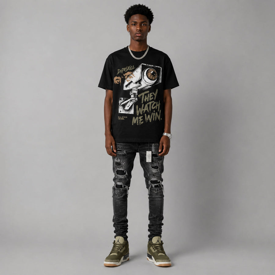 Medium Olive 3s DopeSkill T-Shirt They Watch Me Win Graphic