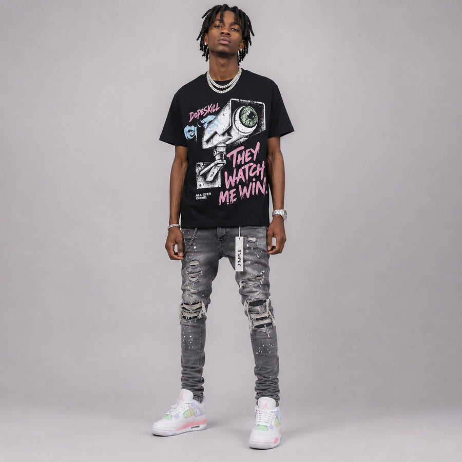 Medium Soft Pink 4s DopeSkill T-Shirt They Watch Me Win Graphic
