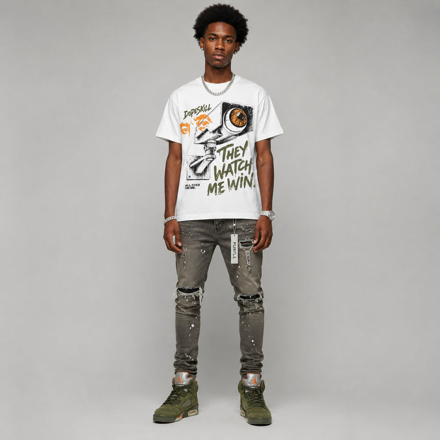 Olive 5s DopeSkill T-Shirt They Watch Me Win Graphic