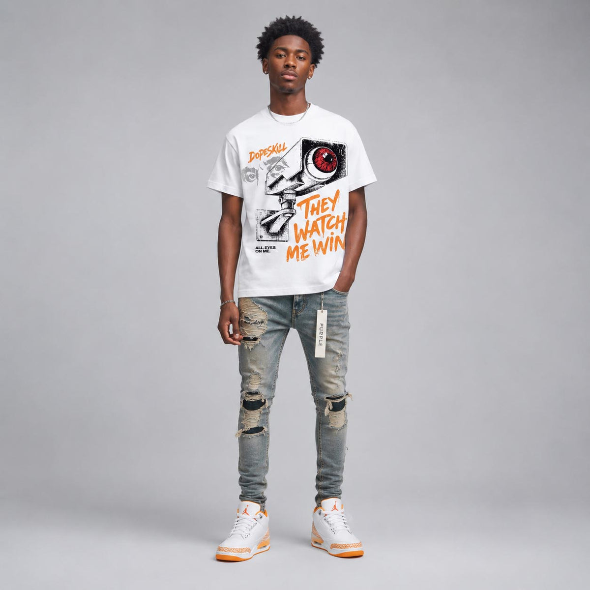 Orange Citrus 3s DopeSkill T-Shirt They Watch Me Win Graphic