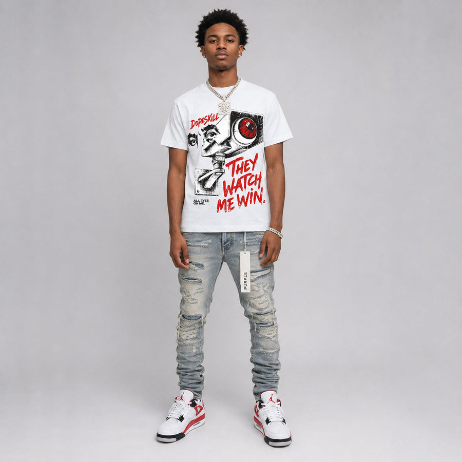 Red Cement 4S DopeSkill T-Shirt They Watch Me Win Graphic