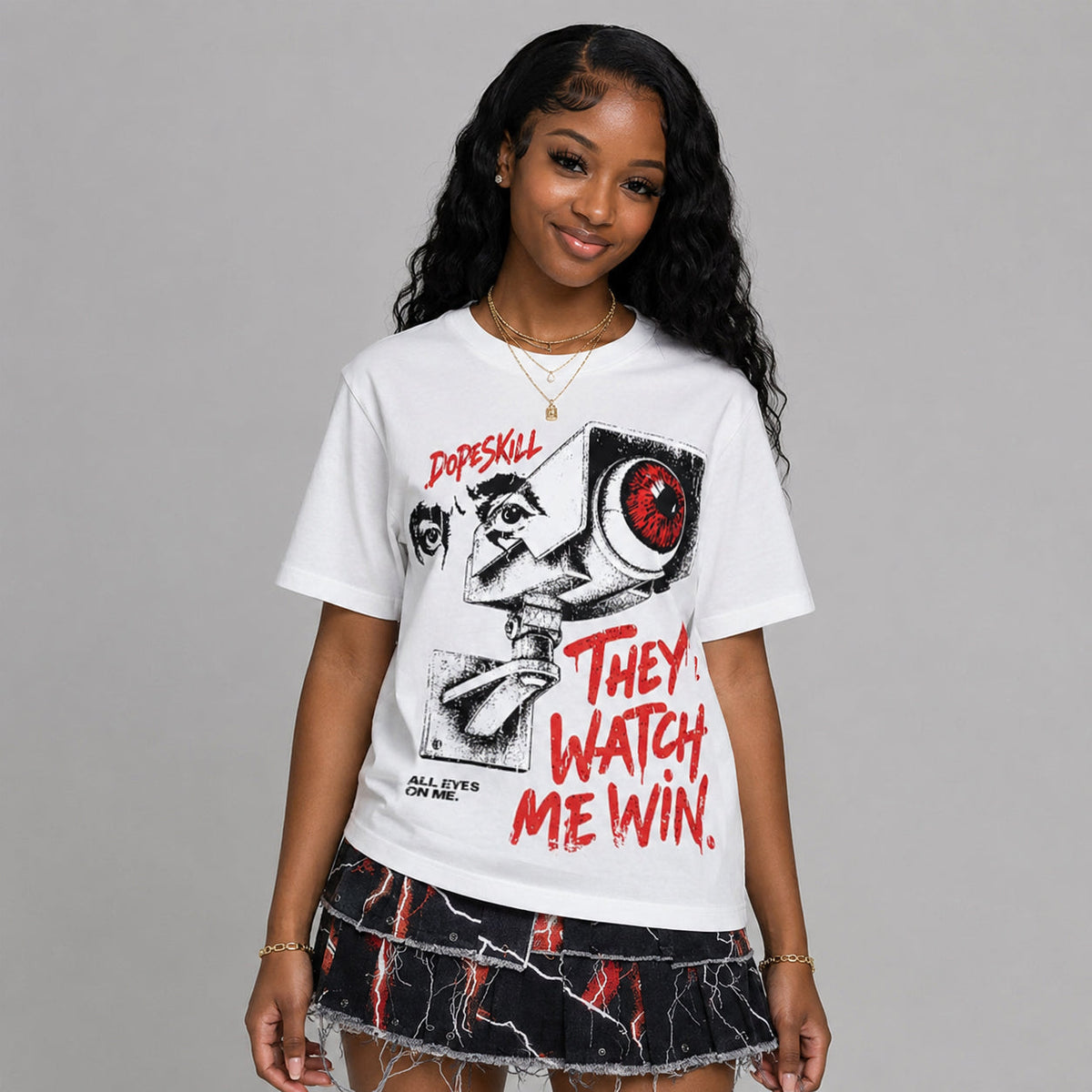 Red Cement 4S DopeSkill T-Shirt They Watch Me Win Graphic