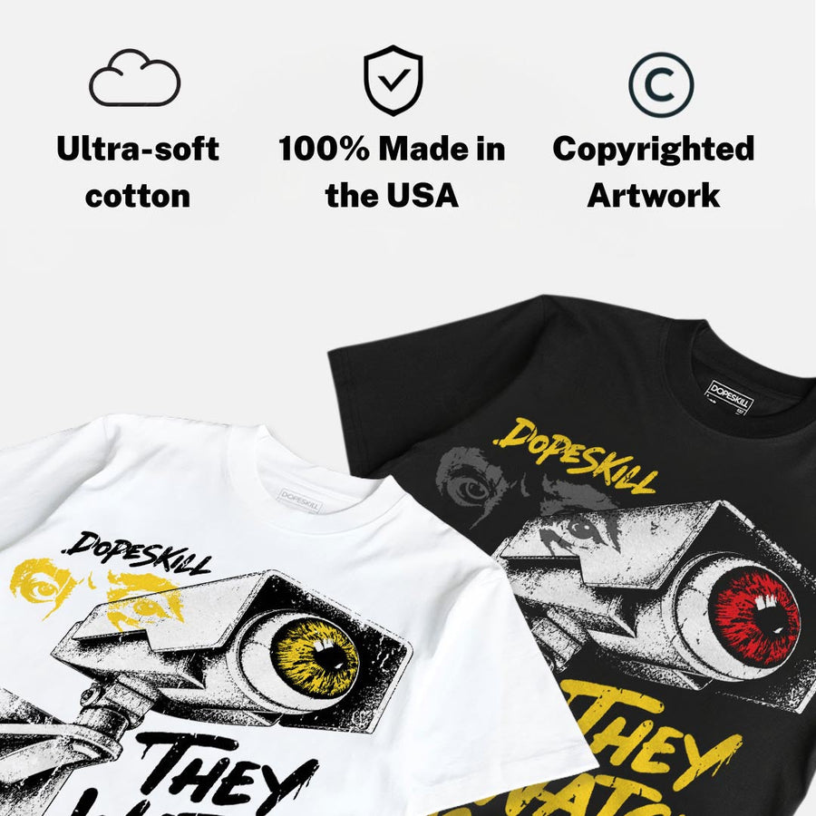 Black Tour Yellow AJ 4 Thunder DopeSkill T-Shirt They Watch Me Win Graphic