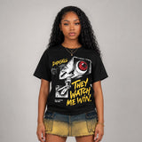 Black Tour Yellow AJ 4 Thunder DopeSkill T-Shirt They Watch Me Win Graphic