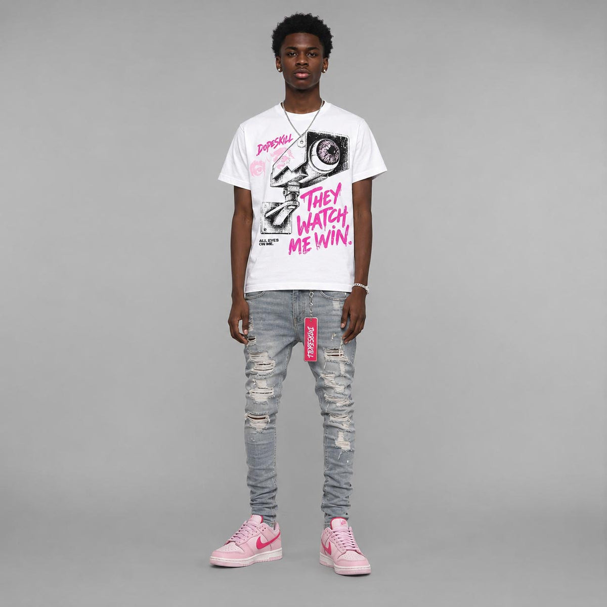 Triple Pink Dunk DopeSkill T-Shirt They Watch Me Win Graphic