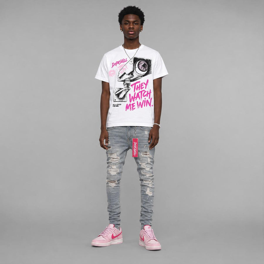 Triple Pink Dunk DopeSkill T-Shirt They Watch Me Win Graphic