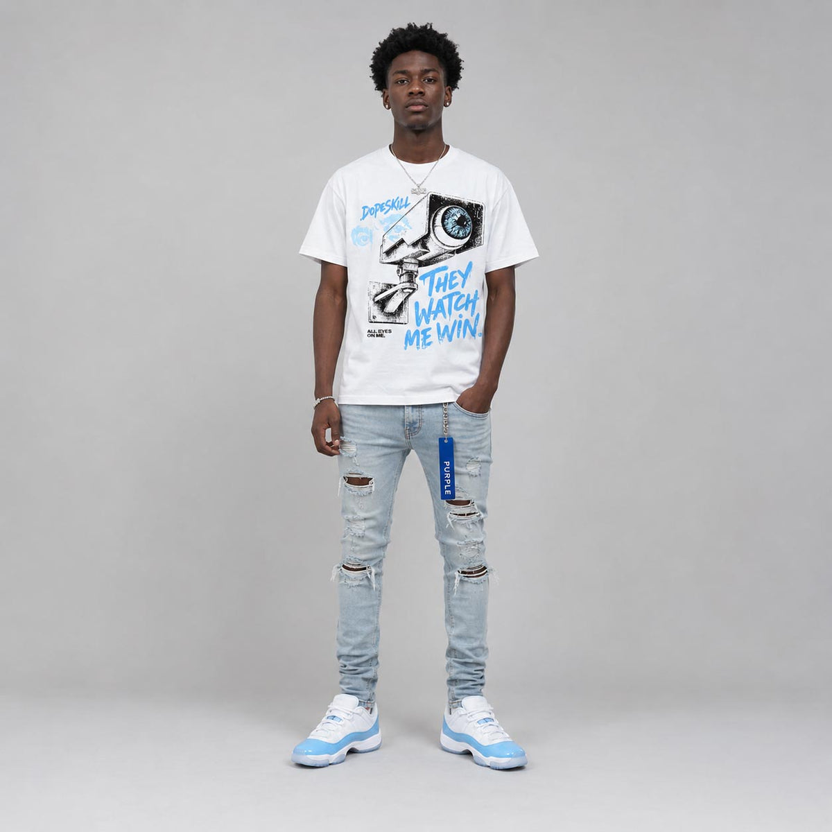 UNC 11s DopeSkill T-Shirt They Watch Me Win Graphic
