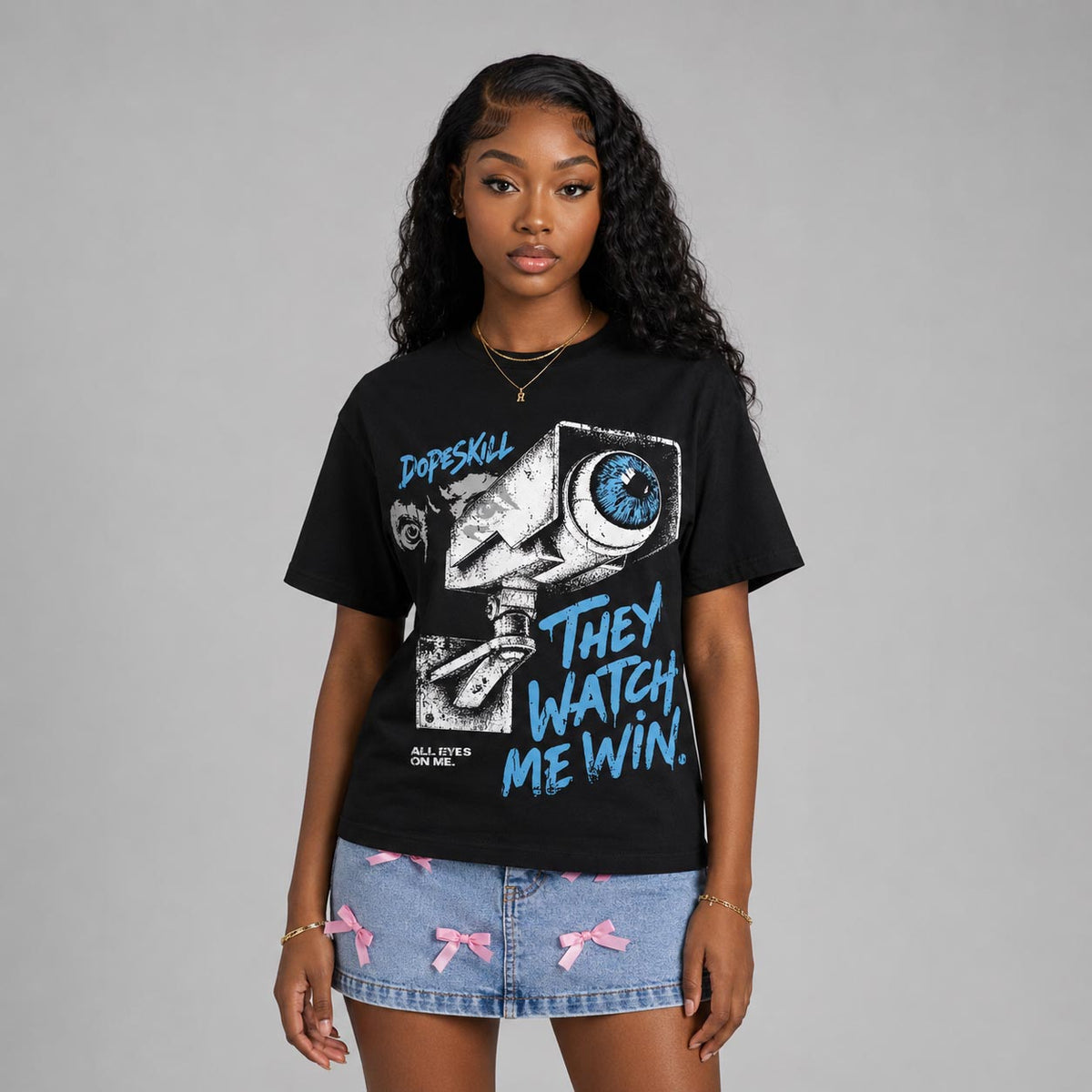 University Blue 14s DopeSkill T-Shirt They Watch Me Win Graphic