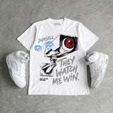 White Metallic 5s DopeSkill T-Shirt They Watch Me Win Graphic