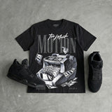 Black Cat 4s DopeSkill T-Shirt Too Much Motion Graphic