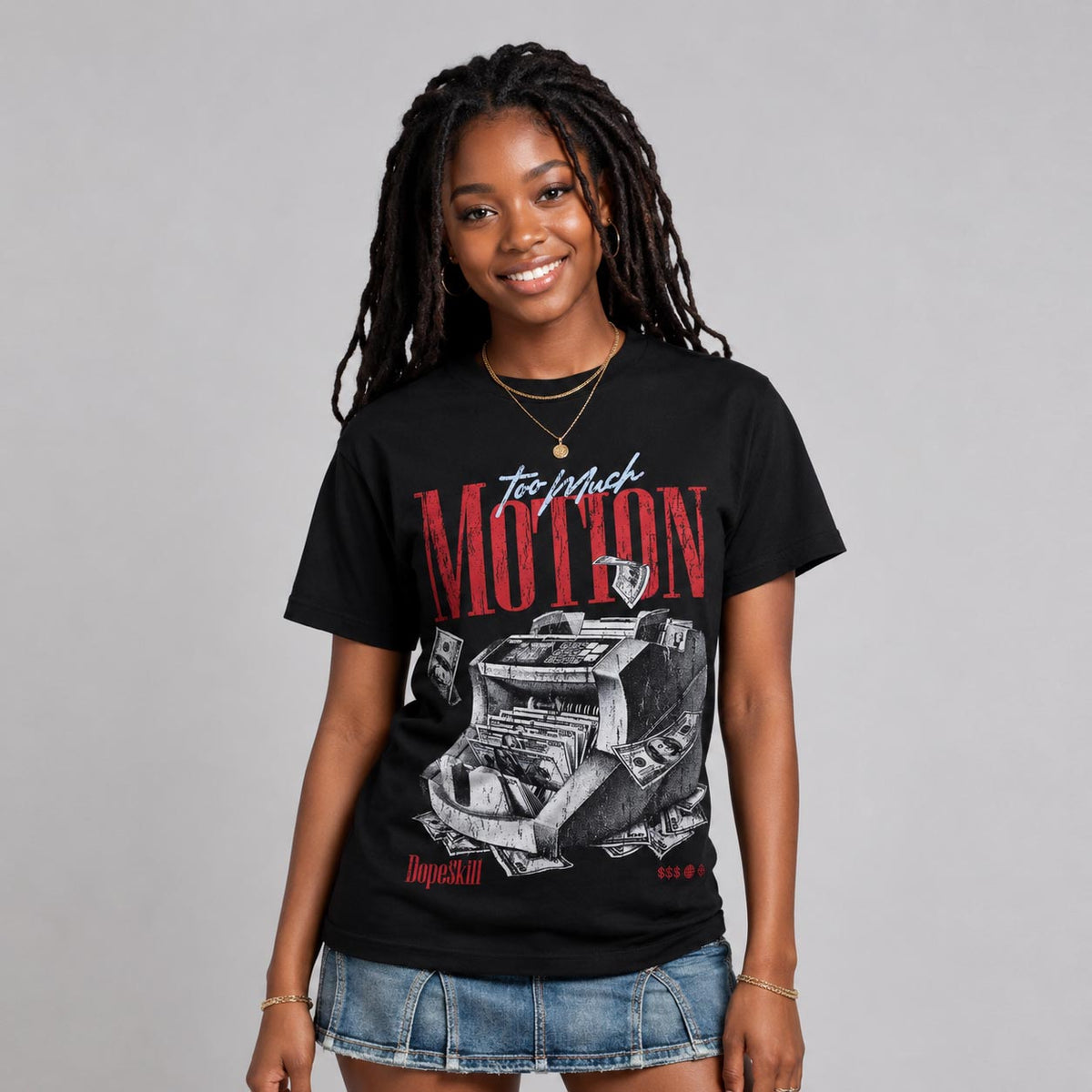 Black Metallic Reimagined 5s DopeSkill T-Shirt Too Much Motion Graphic