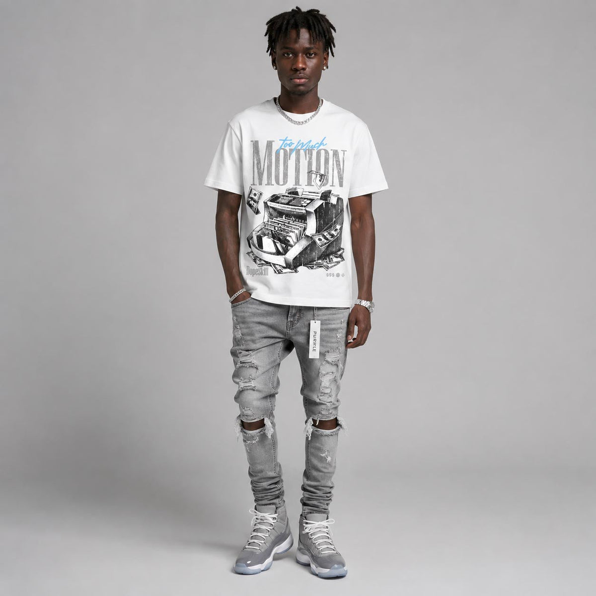 Cool Grey 11s DopeSkill T-Shirt Too Much Motion Graphic