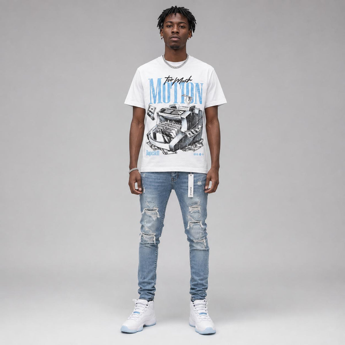 Legend Blue 11s DopeSkill T-Shirt Too Much Motion Graphic